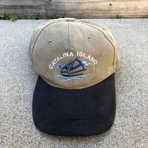 VTG 90s FAHRENHEIT Catalina Island Sailing Hat Men Baseball Cap Beige Adjustable